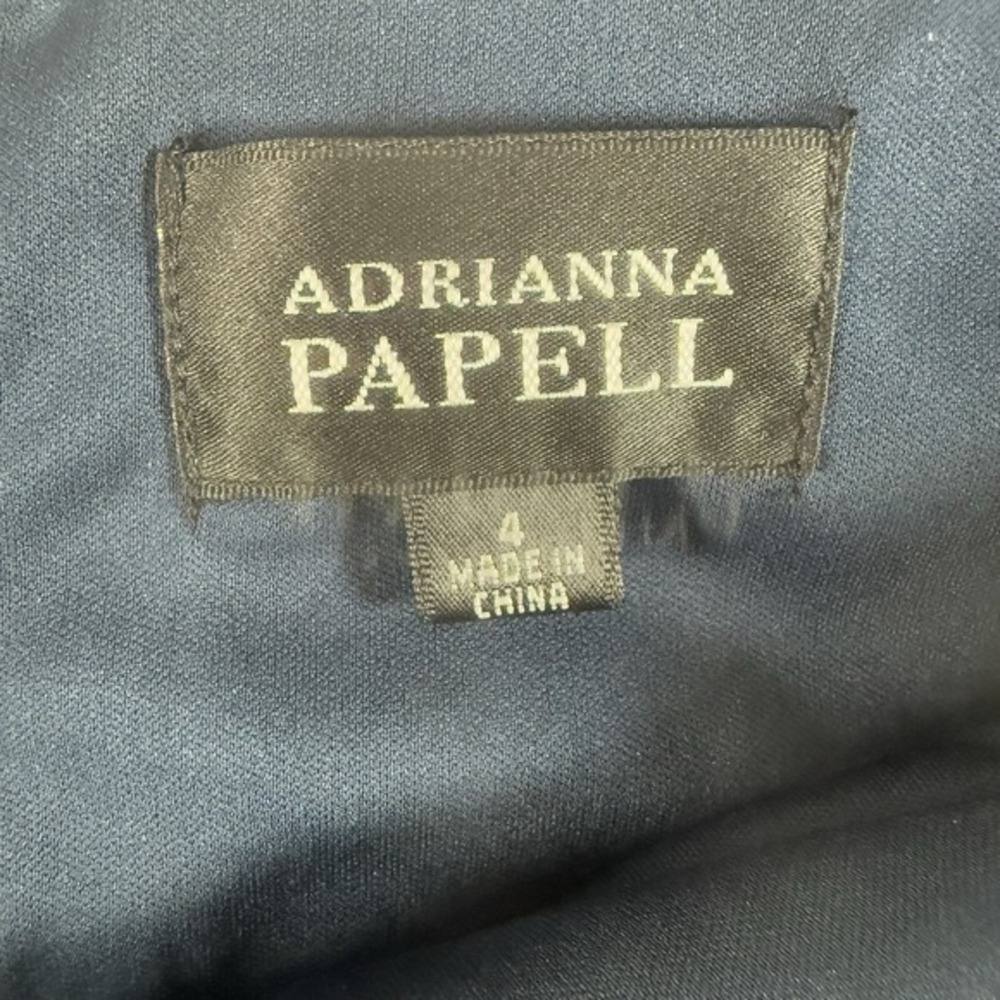 Adrianna Papell Womens 4 Navy Polka Dot Chiffon Ruffle Fit & Flare Dress NWT - Picture 5 of 12